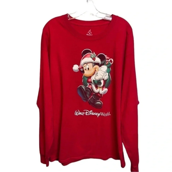 Disney ADULT Shirt - Santa Mickey Mouse Long Sleeve Tee - Disney World - Picture 1 of 7